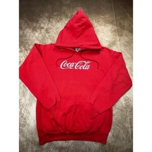 Coca Cola Pullover Hoodie Adult Unisex Red Medium Hanes